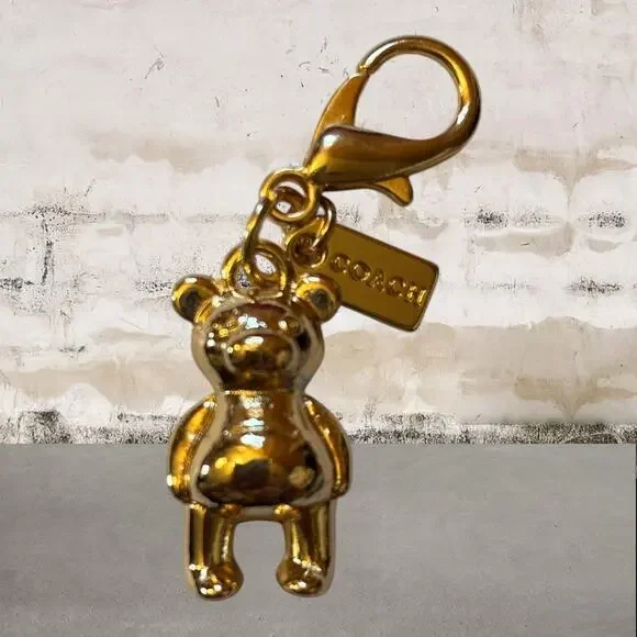 Giveaway COACH Gold Teddy Bear Bag Charm - Picture 1 of 3
